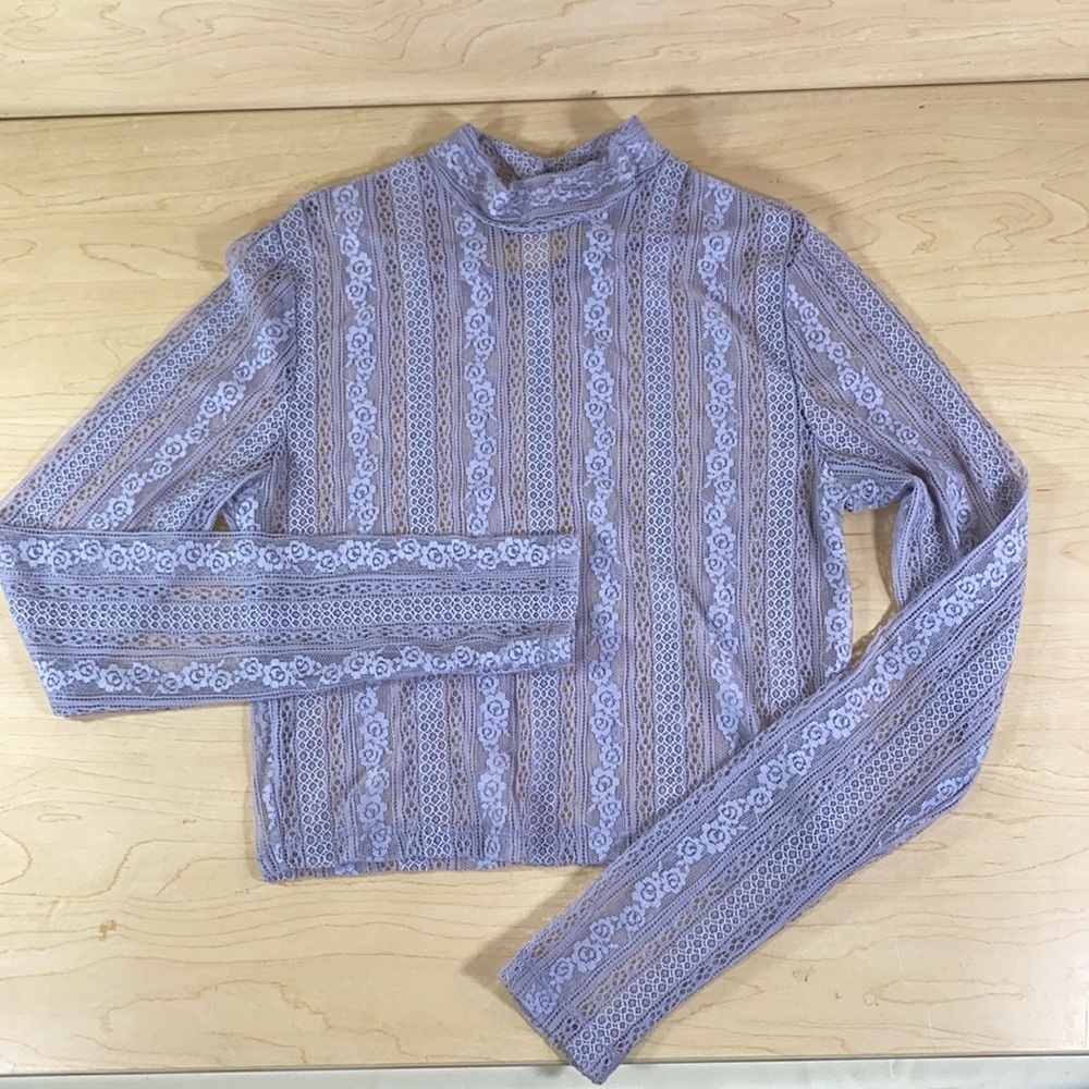 Wild Fable Lavender Lace Long Sleeve Crop Top Size XS